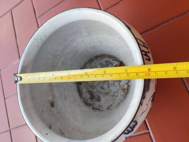 กระโถนปังเคย ลายมังกรคู่  ขนาด 7.5 นิ้ว สูง 5.5นิ้ว จับขอบทองเหลืองเก่า  รูปที่ 10