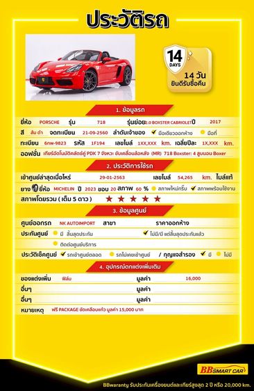 Porsche 718 2017 2.0 Boxster Sedan เบนซิน ไม่ติดแก๊ส เกียร์อัตโนมัติ ส้ม รูปที่ 2