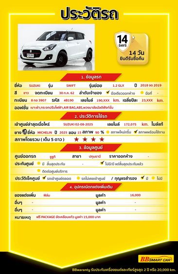 Suzuki Swift 2019 1.2 GLX Sedan เบนซิน ไม่ติดแก๊ส เกียร์อัตโนมัติ ขาว รูปที่ 2