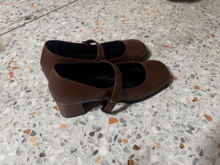 รองเท้าแมรี่เจน สีน้ำตาล ส้นสูง 2 นิ้ว size 40 รูปที่ 4