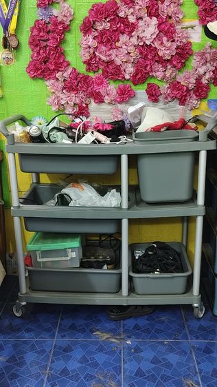 รถเข็นใช้ในร้านอาหารมีสี่ล้อ3ชั้น