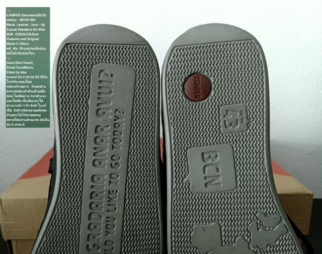 CAMPER Barcelona(BCN) Sneakers, Men's 9UK 43EU(28.0cm) Original ของแท้ มือ 2 สภาพใกล้เคียงของใหม่, รองเท้า CAMPER หนังแท้ มีรอยข่วนเล็กน้อย รูปที่ 11