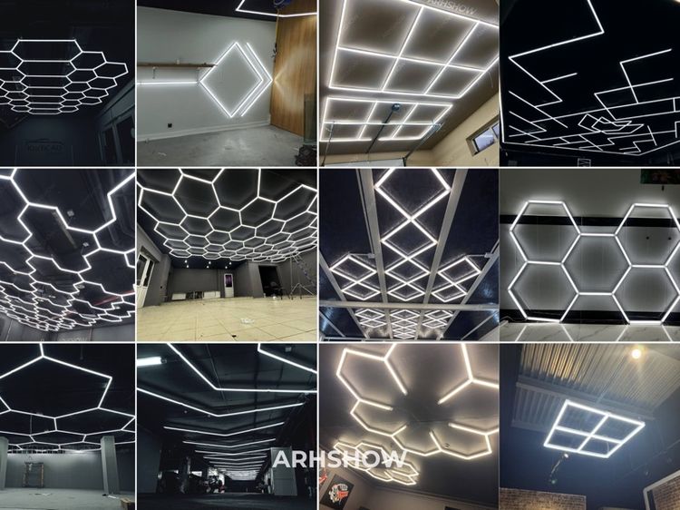 ไฟ LED รังผึ้ง (Honeycomb) 36–108W ปรับขนาดได้ สำหรับอู่รถ ร้านตัดผม ร้านเสริมสวย สำนักงาน แสงสว่างสูง ประหยัดไฟ  รูปที่ 5