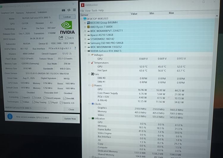 ขายการ์ดจอ Nvidia RTX 3060 Ti 8 GB พ่วงแรม DDR4 3200 8 GB สภาพดี (สามารถขายแยกได้) รูปที่ 6