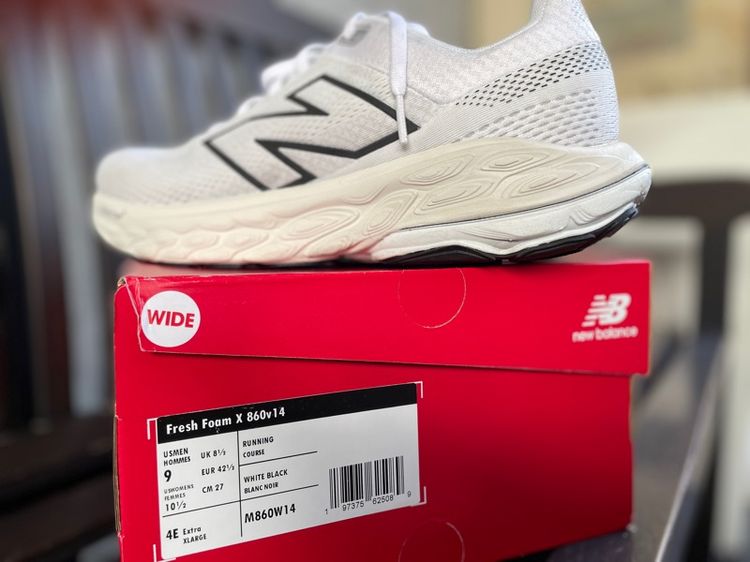New Balance 860V14 หน้ากว้าง 4E สีขาว จาก USA ในไทยไม่มี size นี้ สภาพดี กล่องครบ ไซส์ 27cm  รูปที่ 14