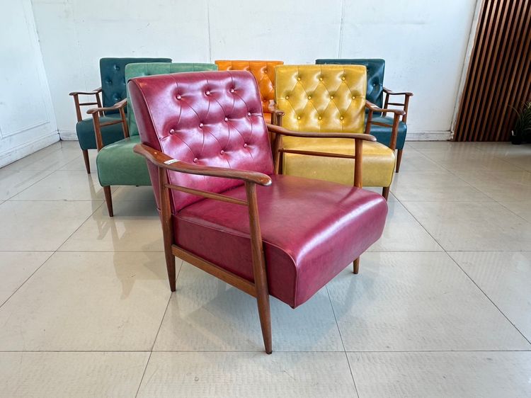 เก้าอี้อาร์มแชร์ สไตล์วินเทจ เบาะหนัง PU คละสี  รูปที่ 7