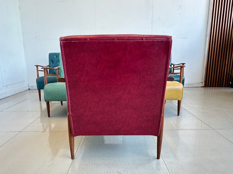 เก้าอี้อาร์มแชร์ สไตล์วินเทจ เบาะหนัง PU คละสี  รูปที่ 9