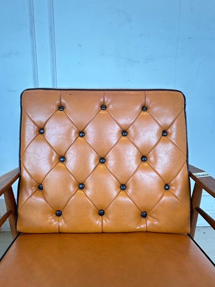 เก้าอี้อาร์มแชร์ สไตล์วินเทจ เบาะหนัง PU สีส้ม รูปที่ 7