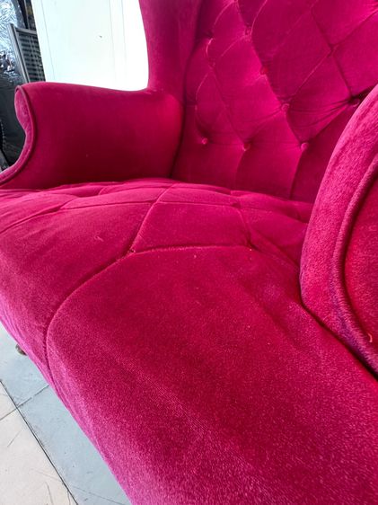 เก้าอี้อาร์มแชร์ สไตล์วินเทจ เบาะผ้ากำมะหยี่สีชมพู พิงหลังดึงดุม  รูปที่ 9