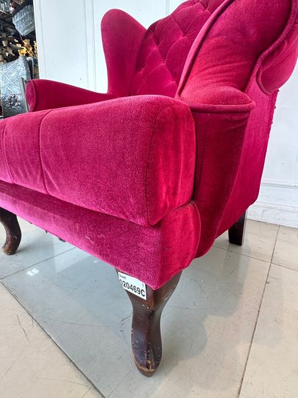 เก้าอี้อาร์มแชร์ สไตล์วินเทจ เบาะผ้ากำมะหยี่สีชมพู พิงหลังดึงดุม  รูปที่ 10