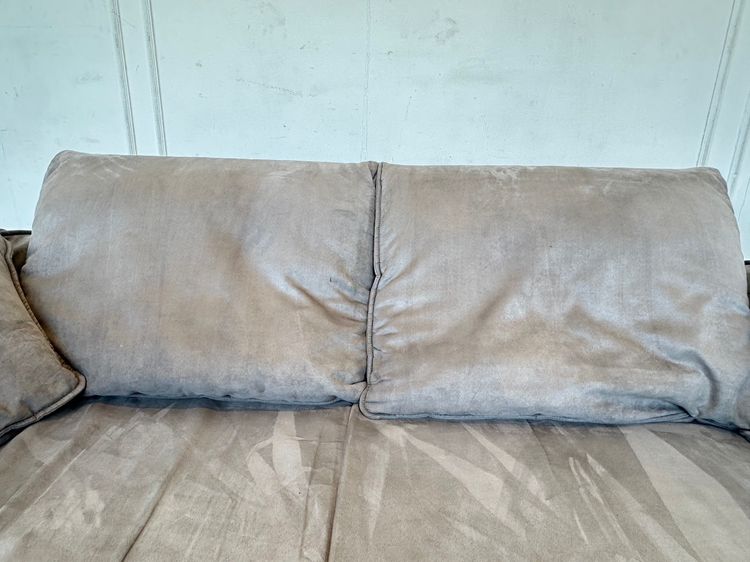 โซฟา 2 ที่นั่ง เบาะผ้ากำมะหยี่สีเทา โครงขาไม้จริง  รูปที่ 8