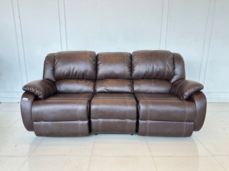 โซฟา 3 ที่นั่ง แบรนด์ KONCEPT เบาะหนัง PU สีน้ำตาล