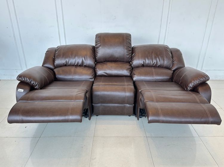 โซฟา 3 ที่นั่ง แบรนด์ KONCEPT เบาะหนัง PU สีน้ำตาล รูปที่ 2