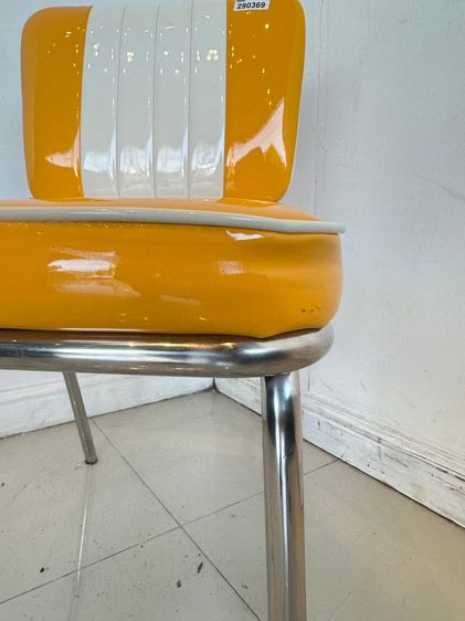 เก้าอี้ เบาะหนัง PU สีเหลือง พิงหลังสีขาว-เหลือง โครงขาเหล็ก รูปที่ 8