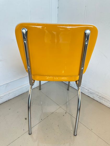 เก้าอี้ เบาะหนัง PU สีเหลือง พิงหลังสีขาว-เหลือง โครงขาเหล็ก รูปที่ 5