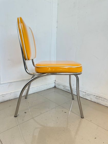 เก้าอี้ เบาะหนัง PU สีเหลือง พิงหลังสีขาว-เหลือง โครงขาเหล็ก รูปที่ 4