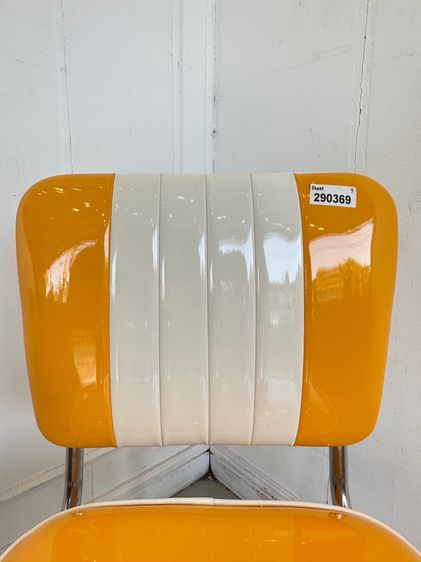 เก้าอี้ เบาะหนัง PU สีเหลือง พิงหลังสีขาว-เหลือง โครงขาเหล็ก รูปที่ 6