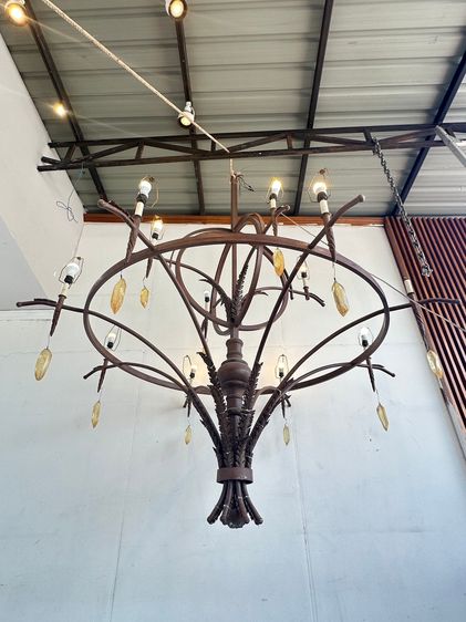 โครงเหล็ก เม็ดอะคลิริคใส ใบไม้ประดับเป็นไฟเบอร์หล่อ รูปที่ 2