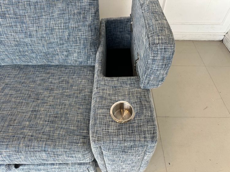 โซฟาเบด เบาะผ้าสีน้ำเงิน พักแขนมีช่องใส่ของ รูปที่ 9
