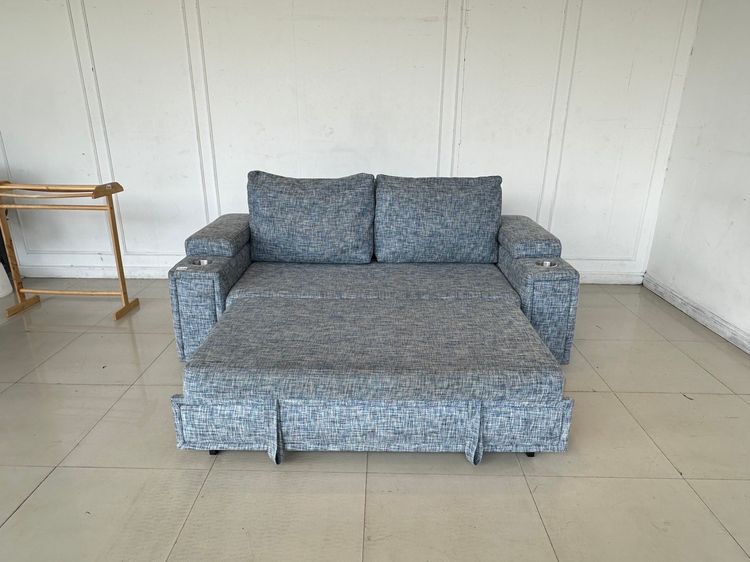 โซฟาเบด เบาะผ้าสีน้ำเงิน พักแขนมีช่องใส่ของ รูปที่ 14