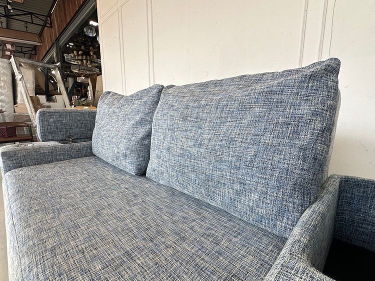 โซฟาเบด เบาะผ้าสีน้ำเงิน พักแขนมีช่องใส่ของ รูปที่ 11