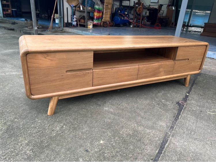 ตู้วางทีวีไม้สักมินิมอล รูปที่ 4