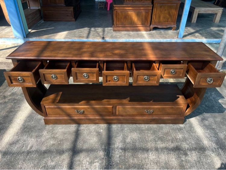 ตู้วางทีวีไม้สักทรงชาม9ลิ้นชัก รูปที่ 5