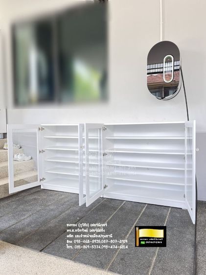 ตู้รองเท้าเตี้ยสีขาวกระจกใส รูปที่ 3