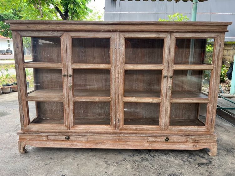 ตู้โชว์ไม้สักโบราณ4บาน