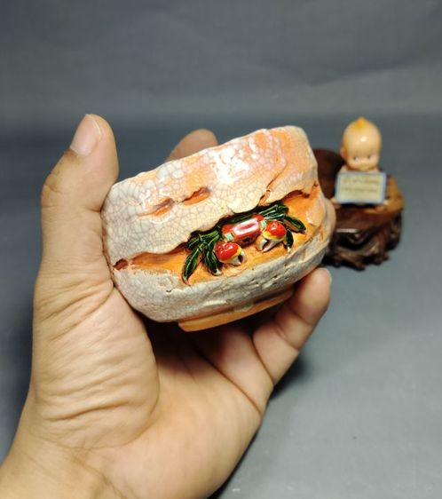 ถ้วยมัทฉะลายปูเครื่องปั้นดินเผา Rakuzan รูปที่ 9