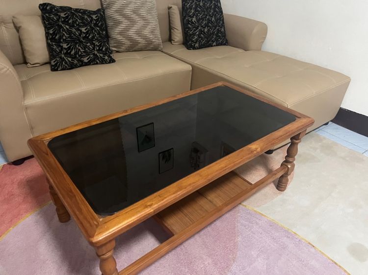 โต๊ะกลางโซฟา ไม้สัก กระจก รูปที่ 2