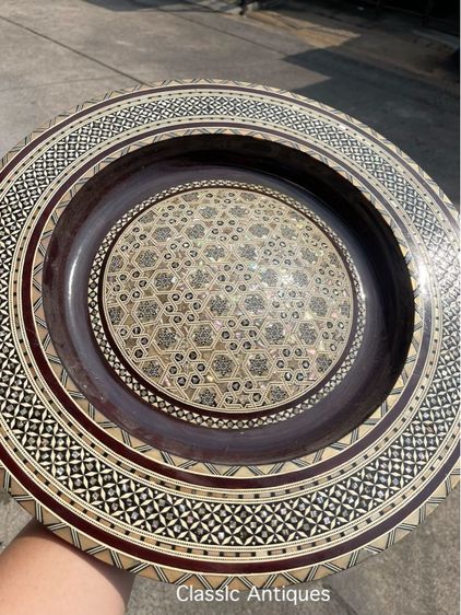 ถาดไม้ฝั่งมุกโบราณ ใบใหญ่ รูปที่ 2