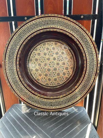 ถาดไม้ฝั่งมุกโบราณ ใบใหญ่ รูปที่ 8