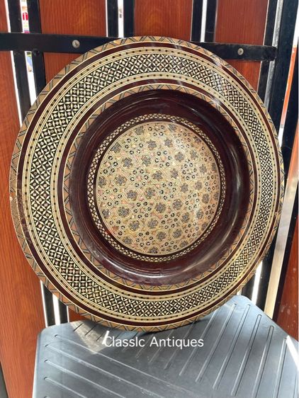 ถาดไม้ฝั่งมุกโบราณ ใบใหญ่ รูปที่ 11