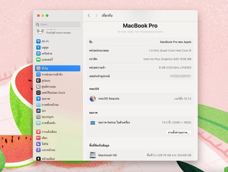 MacBook Pro (13.3-inch,2020 Two Thunderbolt 3 ports) Ram8GB SSD256GB Silver รูปที่ 12