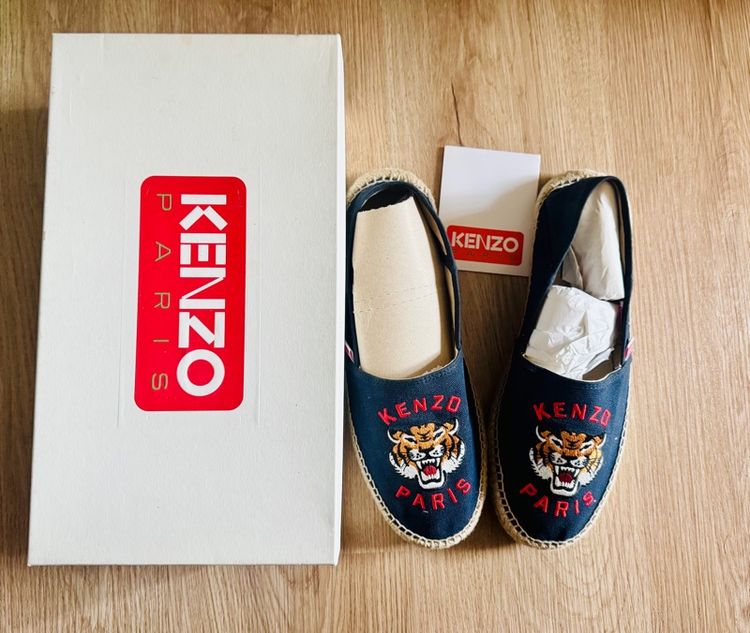 Used Kenzo Espadrilles Fabric Prototype Tiger Logo Blue nuit Size 42