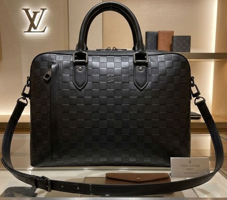 หนังแท้ Louis Vuitton Porte-Documents Voyage PM (Damier Graphite Canvas) 