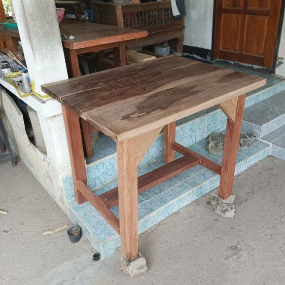 ชุดโต๊ะเก้าอี้กลม ทำจากไม้เนื้อแข็ง งานไม้เก่าประกอบใหม่ ท๊อปหน่30มิล รูปที่ 6