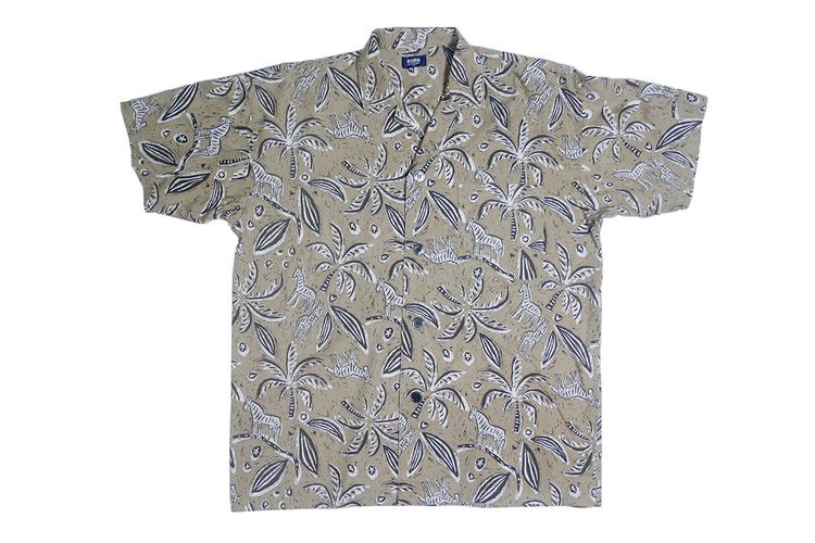 เสื้อฮาวาย Pacific Scene ลายฮาวาย-สีโทนน้ำตาล (L 50)