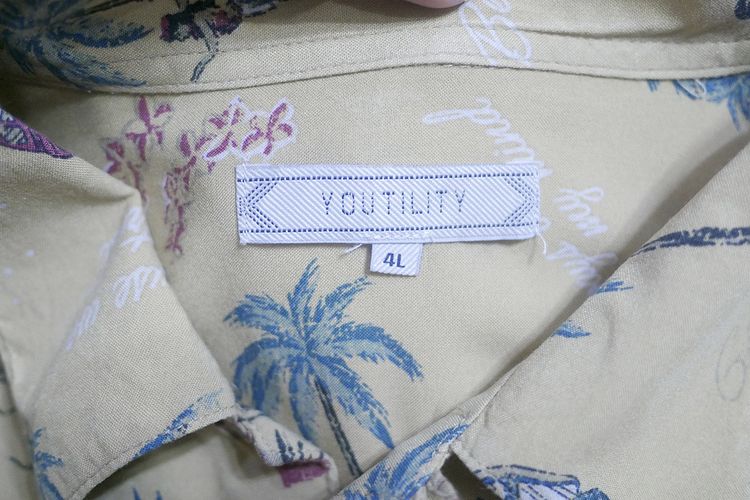 เสื้อฮาวาย Youtility ลายรถ-ต้นมะพร้าว-พื้นเหลือง (L 44) รูปที่ 3
