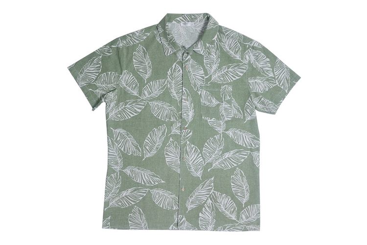 เสื้อฮาวาย Coofandy ลายใบไม้-พื้นเขียว (M 46)