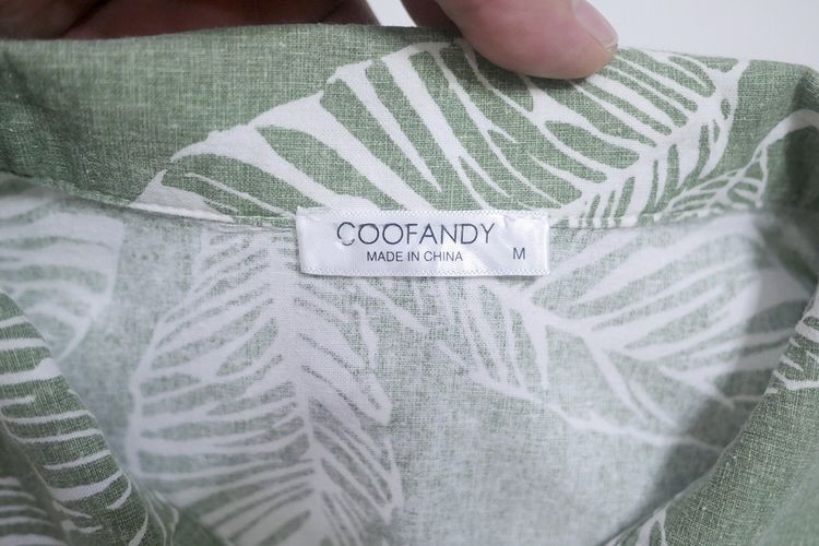 เสื้อฮาวาย Coofandy ลายใบไม้-พื้นเขียว (M 46) รูปที่ 3