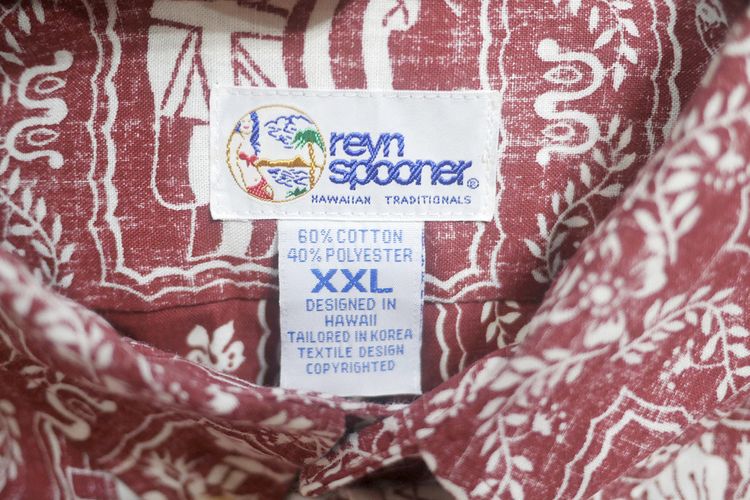 เสื้อฮาวาย Reyn Spooner ลายดอก-พื้นเลือดหมู (XXL 54) รูปที่ 4