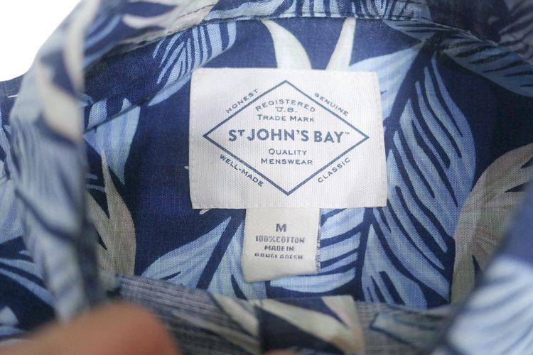 เสื้อฮาวาย St. John's Bay ลายใบไม้-พื้นกรมท่า (M 45) รูปที่ 3