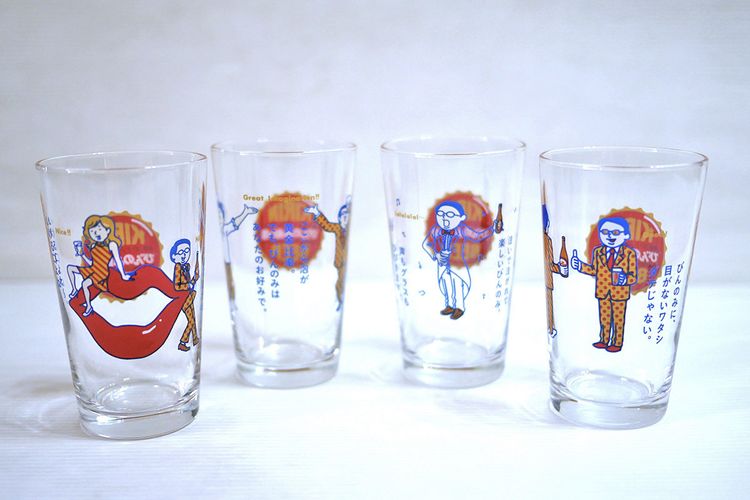 แก้วเบียร์เล็กญี่ปุ่นแท้ Kirin คิริน ลายการ์ตูนสไตล์ญี่ปุ่น (ยก 4 ใบ) รูปที่ 2