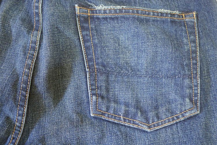 กางเกงยีนส์ JEAN SHOP สีน้ำเงิน made in U.S.A. ริมส้ม (36) รูปที่ 12