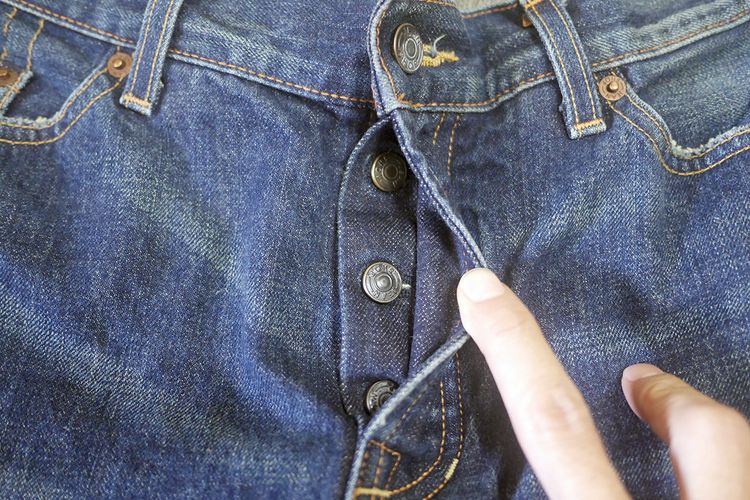 กางเกงยีนส์ JEAN SHOP สีน้ำเงิน made in U.S.A. ริมส้ม (36) รูปที่ 2