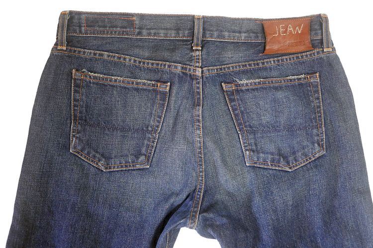 กางเกงยีนส์ JEAN SHOP สีน้ำเงิน made in U.S.A. ริมส้ม (36) รูปที่ 14