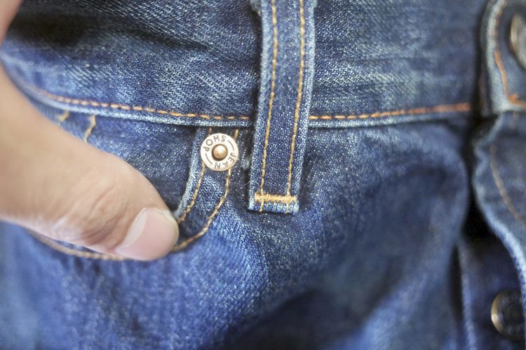 กางเกงยีนส์ JEAN SHOP สีน้ำเงิน made in U.S.A. ริมส้ม (36) รูปที่ 3