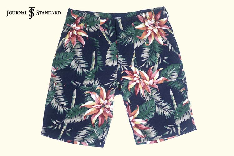 กางเกงขาสั้น Journal Standard สีกรมท่า ลายดอก-ใบไม้ made in JAPAN (32)